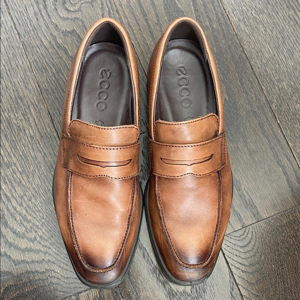 Ecco Tan Leather Penny Loafers